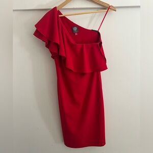 Vince Camuto red one shoulder dress - size 6